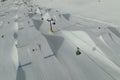 Aerial drone view of Madonna di Campiglio Trentino and ursus snowpark in Val Rendena dolomites Italy in winter Royalty Free Stock Photo