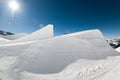 Aerial drone view of Madonna di Campiglio Trentino and ursus snowpark in Val Rendena dolomites Italy in winter Royalty Free Stock Photo