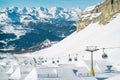 Aerial drone view of Madonna di Campiglio and ursus snowpark in Val Rendena dolomites Italy Royalty Free Stock Photo