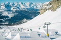 Aerial drone view of Madonna di Campiglio and ursus snowpark in Val Rendena dolomites Italy Royalty Free Stock Photo