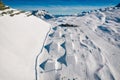 Aerial drone view of Madonna di Campiglio and ursus snowpark in Val Rendena dolomites Italy Royalty Free Stock Photo