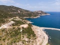 Aerial Drone View of Marina Pier with Boats in Erdek Turankoy / Balikesir Royalty Free Stock Photo