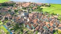 Aerial drone view of Marken island, traditional fisherman village, typical Dutch landscape, North Holland, Netherlands Royalty Free Stock Photo