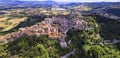 Aerial drone view of medieval Todi town in Umbria