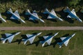 Aerial drone view on military airbase