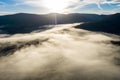 Aerial drone view of mist and clouds Royalty Free Stock Photo