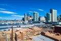 Aerial drone view of Modern day Denver , Colorado the Mile High City Royalty Free Stock Photo