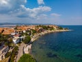 Aerial drone view of Nessebar, ancient city on the Black Sea coast Royalty Free Stock Photo