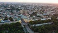 Aerial drone view of Odesa city scape.
