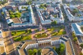 Aerial drone view of the old city center with Alexander Nevsky Chapel in summer of Yaroslavl, Russia Royalty Free Stock Photo