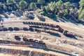 Aerial drone view of an old and rusty remains of the old copper mining Royalty Free Stock Photo