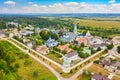 Aerial drone view of the Optina Pustyn Orthodox male monastery Kozelsk, Russia Royalty Free Stock Photo