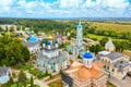 Aerial drone view of the Optina Pustyn Orthodox male monastery Kozelsk, Russia Royalty Free Stock Photo