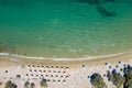 Aerial drone view of Otzias beach a summer sunny day. Kea Tzia island, Greece Royalty Free Stock Photo