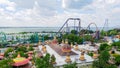 Aerial / drone view over Cedar Point Amusement Park