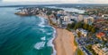 Aerial drone view over Cronulla in the Sutherland Shire, South Sydney, NSW Australia looking toward Gunnamatta Bay Royalty Free Stock Photo
