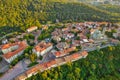 Aerial drone view over Veliko Tarnovo in Bulgaria