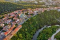 Aerial drone view over Veliko Tarnovo in Bulgaria Royalty Free Stock Photo