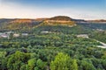 Aerial drone view over Veliko Tarnovo hills in Bulgaria