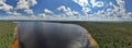 Aerial drone view panorama White Lake in Rivne region, Ukraine