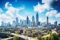 Aerial drone view panoramic downtown skyscrapers cityscape of Atlanta city skyline in USA buildings landscape Royalty Free Stock Photo