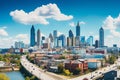 Aerial drone view panoramic downtown skyscrapers cityscape of Atlanta city skyline in USA buildings landscape Royalty Free Stock Photo