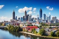 Aerial drone view panoramic downtown skyscrapers cityscape of Atlanta city skyline in USA buildings landscape Royalty Free Stock Photo