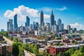 Aerial drone view panoramic downtown skyscrapers cityscape of Atlanta city skyline in USA buildings landscape Royalty Free Stock Photo