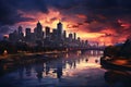 Aerial drone view panoramic downtown skyscrapers cityscape of Melbourne city skyline in Australia at night buildings landscape Royalty Free Stock Photo