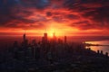 Aerial drone view panoramic downtown skyscrapers cityscape of Melbourne city skyline in Australia at night buildings landscape Royalty Free Stock Photo