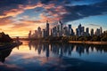 Aerial drone view panoramic downtown skyscrapers cityscape of Melbourne city skyline in Australia at night buildings landscape Royalty Free Stock Photo