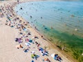 Aerial Drone View Of People Having Fun On Beach