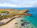 Aerial drone view of Port of Ness on the Isle of Lewis in the Outer Hebrides