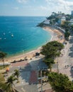 Aerial drone view of Porto da Barra beach in Salvador Bahia Brazil Royalty Free Stock Photo