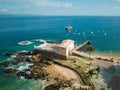 Aerial drone view of Porto da Barra beach in Salvador Bahia Brazil Royalty Free Stock Photo