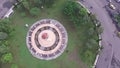 Aerial/drone view of pot monument in indonesia