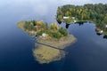 Aerial drone view of Rono and Varnisaary island in kallavesi lake Eastern finland Kuopio , Europe