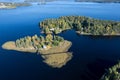 Aerial drone view of Rono and Varnisaary island in kallavesi lake Eastern finland Kuopio , Europe