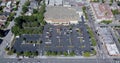 Aerial drone view of safeway grocery store with parking lot