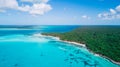 Aerial drone view of Saona Island in Punta Cana, Dominican Republic