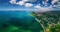 Aerial drone view of sea and coast above Varna, Bulgaria. Beautiful summer day. Royalty Free Stock Photo