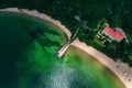 Aerial drone view of sea and coast above Varna, Bulgaria. Beautiful summer day. Royalty Free Stock Photo