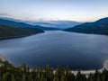 Aerial drone view of Shuswap Lake during the sunset Royalty Free Stock Photo