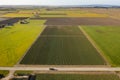 Aerial Drone View of the Skagit Valley Farmlands. Royalty Free Stock Photo