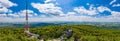 Aerial drone view on Sleza mountain with tv tower on top. Royalty Free Stock Photo