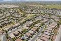 Aerial drone view of small town on desert residential area of a neighborhood with Avondale town Arizona US