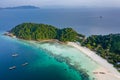 Aerial drone view of a small tropical island in the Mergui Archipelago, Myanmar Swinton Island
