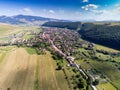 Aerial drone view, small typical hungarian village Royalty Free Stock Photo