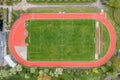 Aerial View of Soccer Field and Running Track