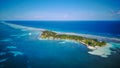 Aerial Drone view of South Water Caye tropical island in Belize barrier reef Royalty Free Stock Photo